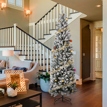 Load image into Gallery viewer, HOLLO STAR 7ft Snow Artificial Pencil Christmas Tree w/350 LED Lights - HOLLO STAR