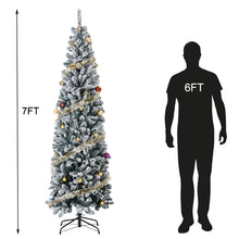 Load image into Gallery viewer, HOLLO STAR 7ft Snow Artificial Pencil Christmas Tree w/350 LED Lights - HOLLO STAR