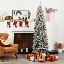 Load image into Gallery viewer, HOLLO STAR 7ft Snow Artificial Pencil Christmas Tree w/350 LED Lights - HOLLO STAR