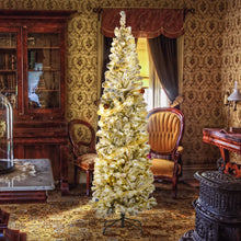 Load image into Gallery viewer, HOLLO STAR 7ft Snow Artificial Pencil Christmas Tree w/350 LED Lights - HOLLO STAR